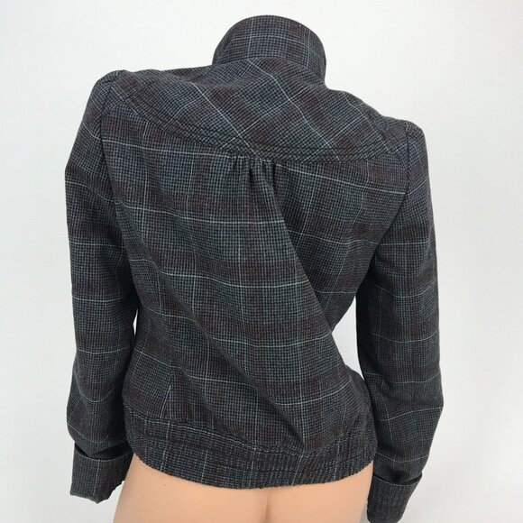 Halogen Preppy Plaid Print Bomber Moto Cropped Jacket Multicolor Academia Size M - Picture 4 of 5